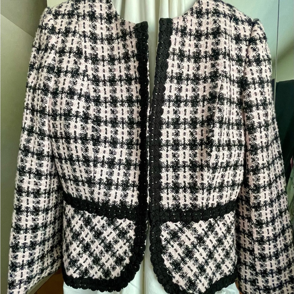 Tahari Black and Pink Tweed Blazer
